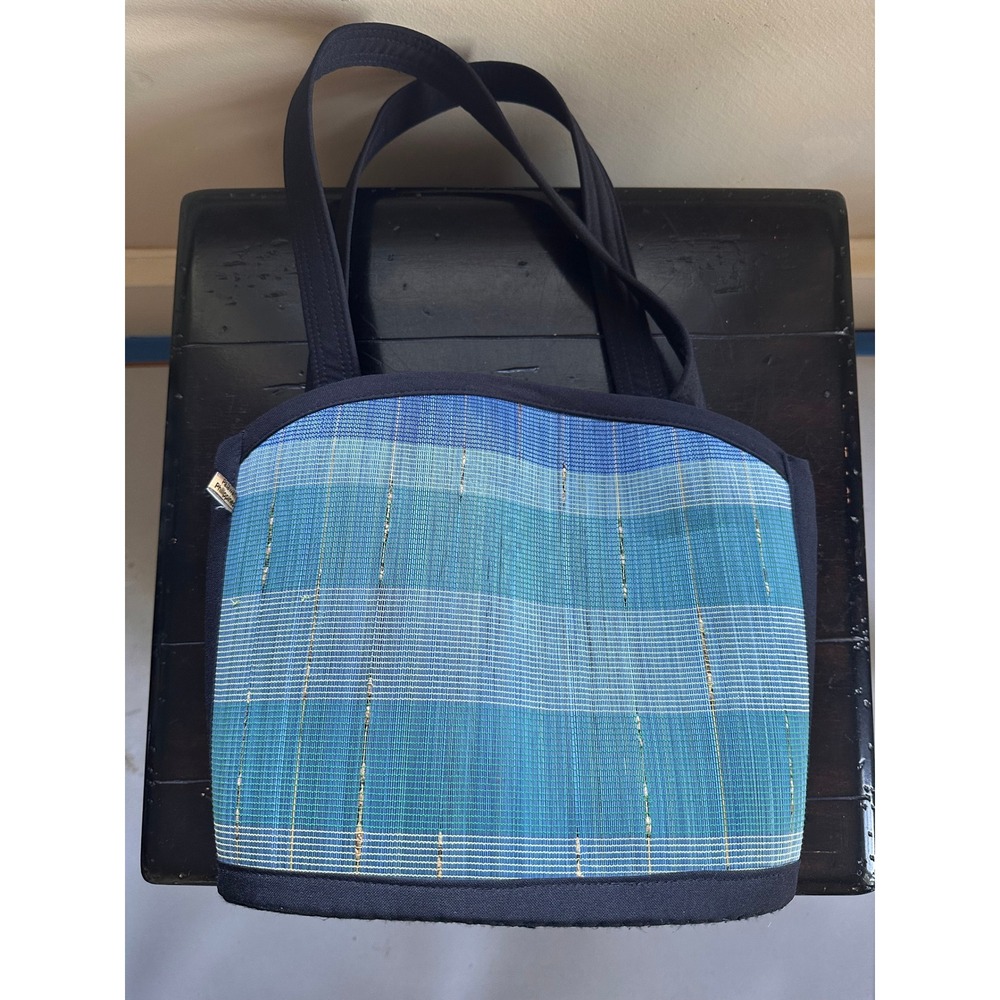 Binuatan Creations Woven Grass Tote Bag Blue Teal Philippines Handcrafted